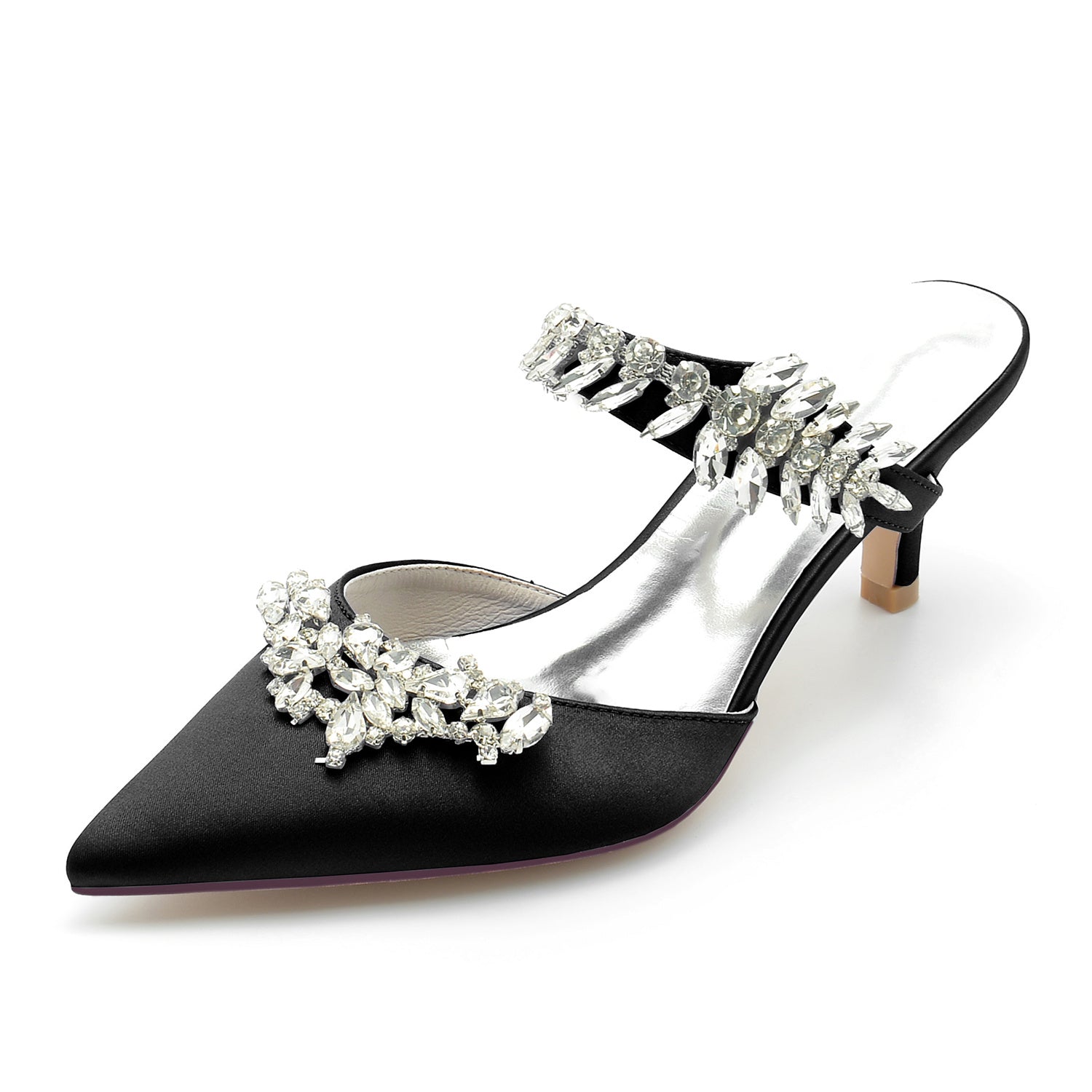 Bridal Mules for Women with Rhinestones and Pointed Toe