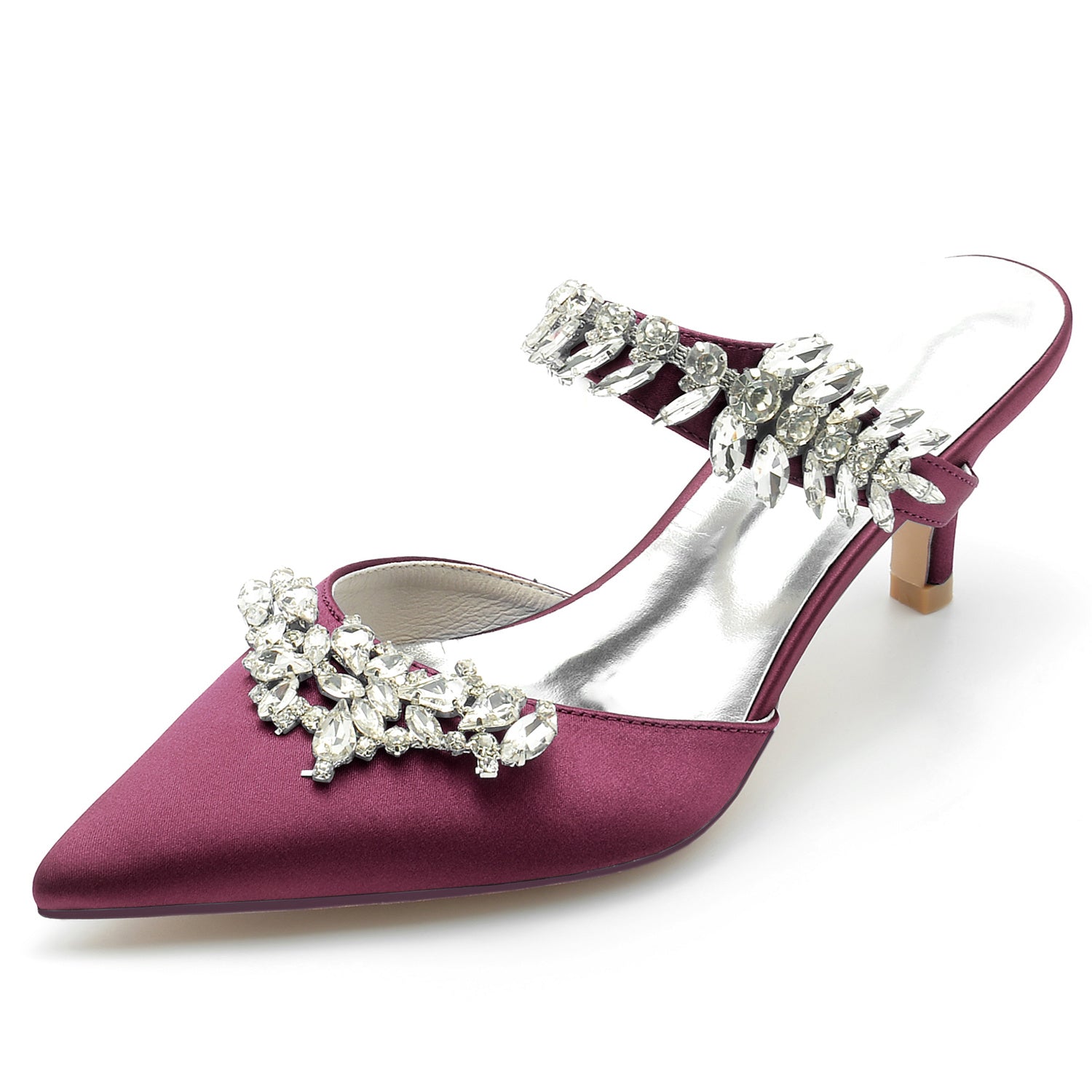 Bridal Mules for Women with Rhinestones and Pointed Toe