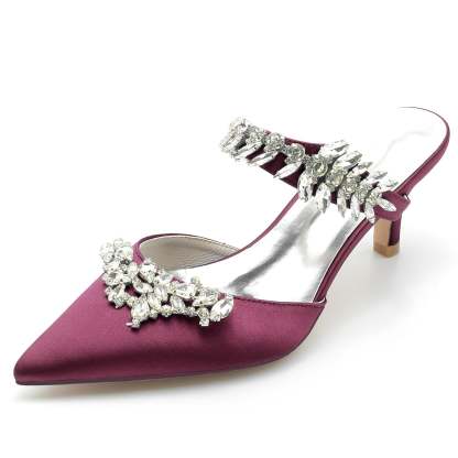 Bridal Mules for Women with Rhinestones and Pointed Toe