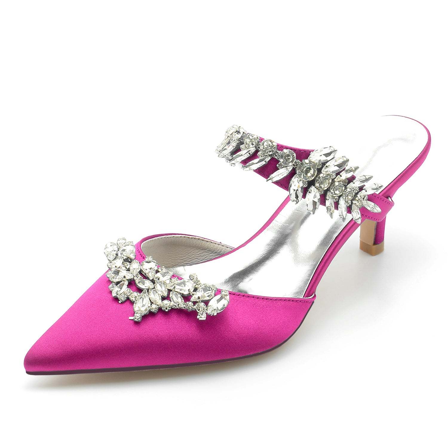 Bridal Mules for Women with Rhinestones and Pointed Toe