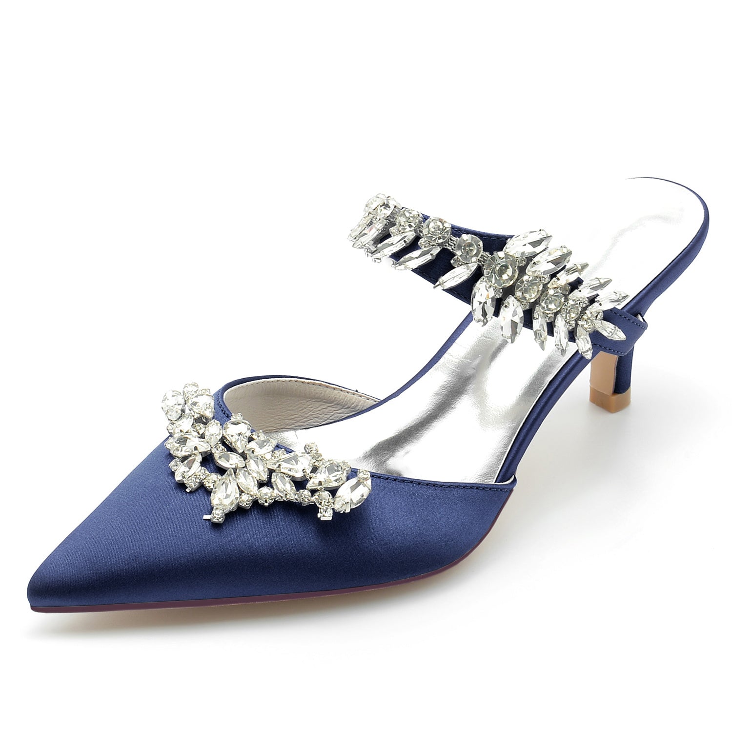 Bridal Mules for Women with Rhinestones and Pointed Toe