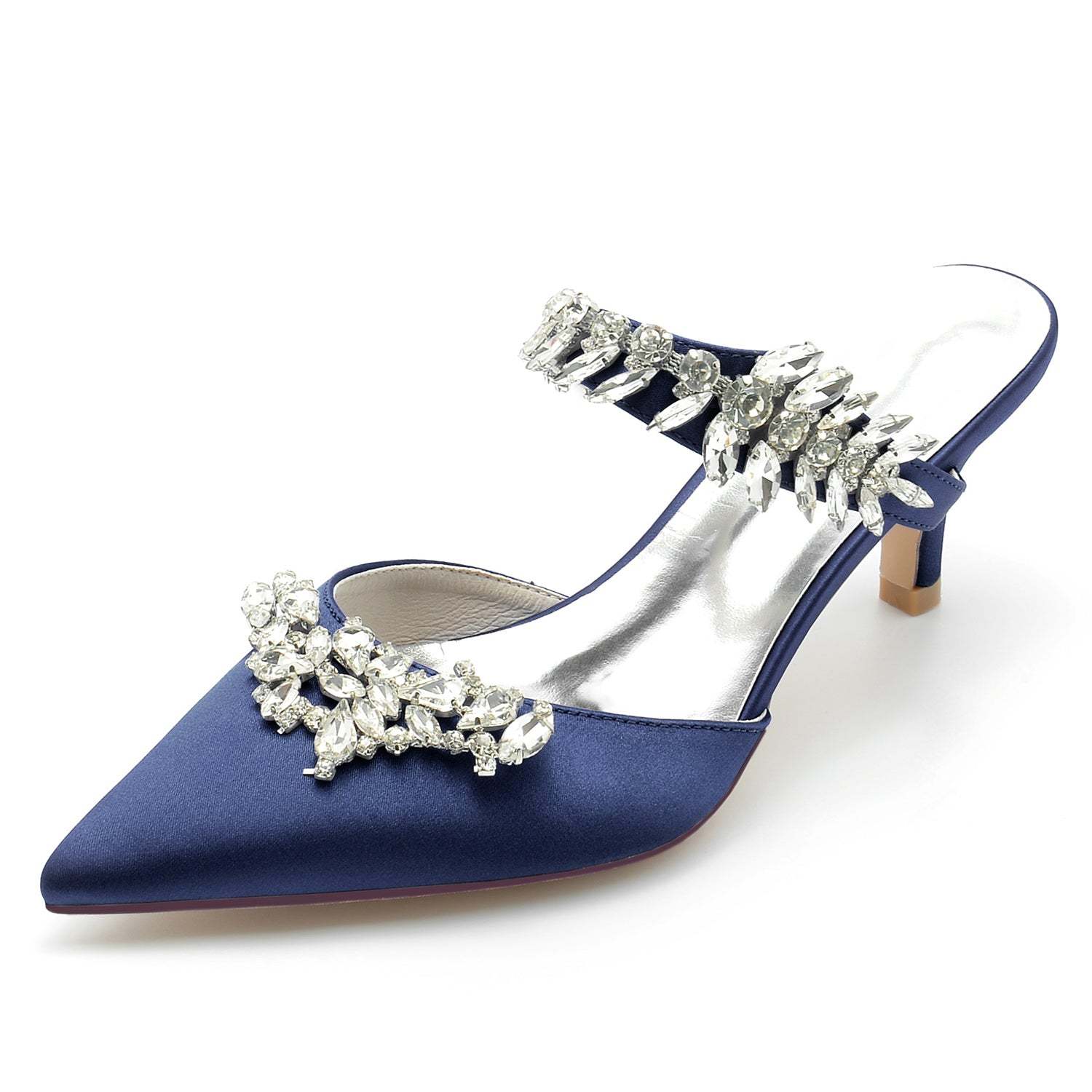 Bridal Mules for Women with Rhinestones and Pointed Toe