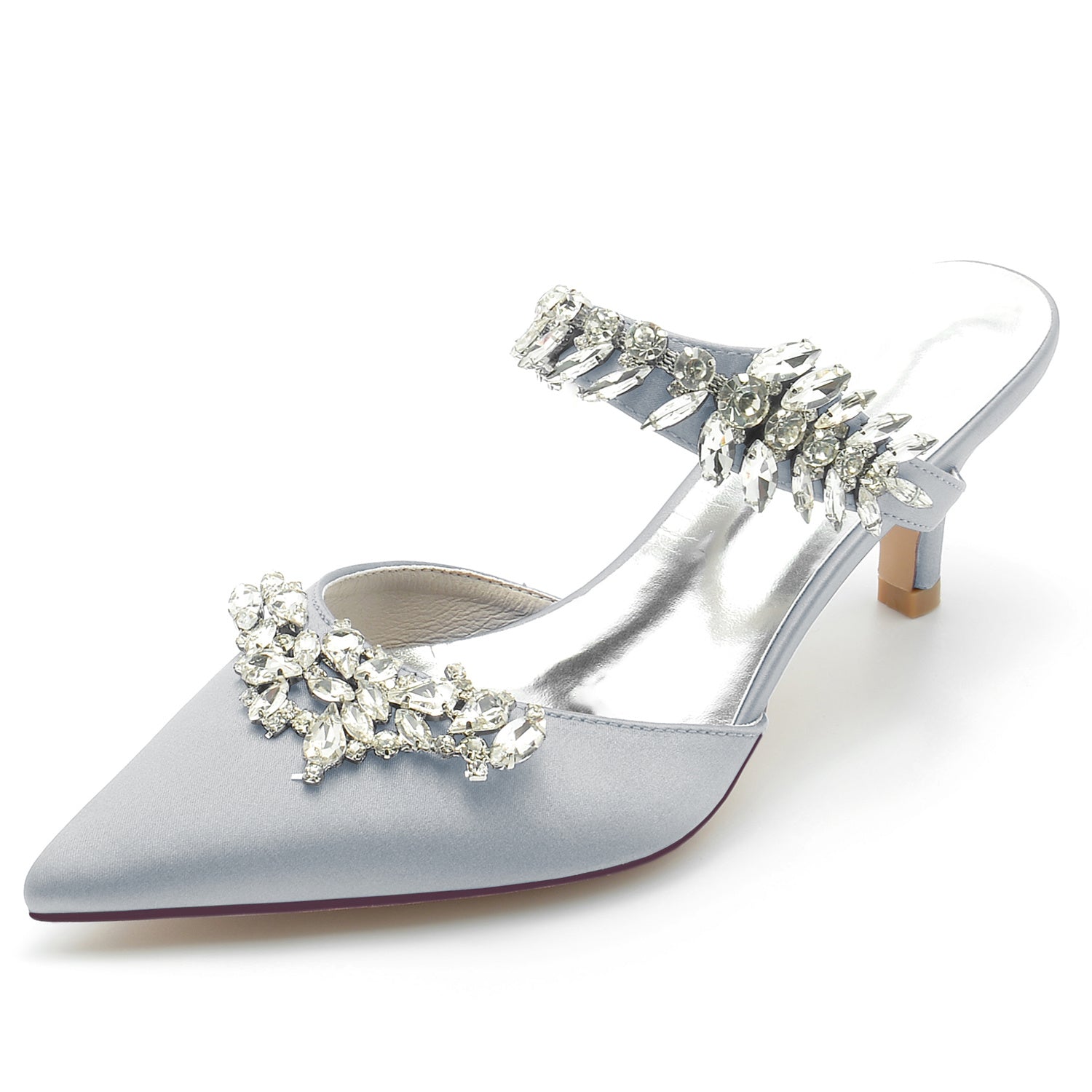 Bridal Mules for Women with Rhinestones and Pointed Toe