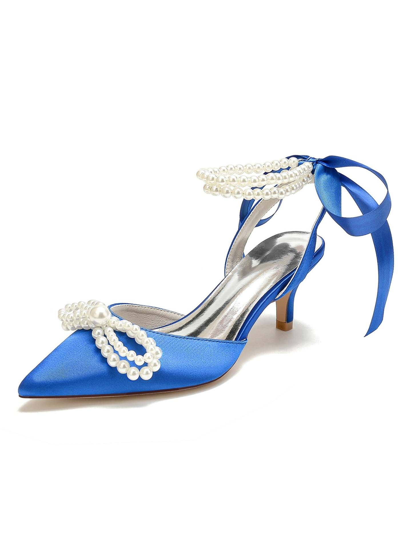 Bridal Shoes for Women with Beadings Mid Heel and Pointed Toe