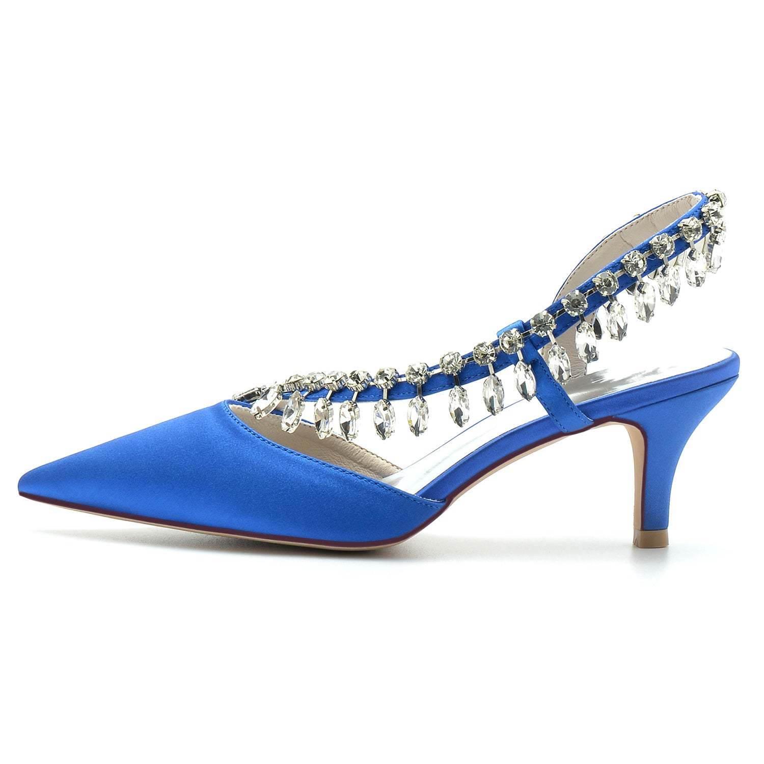 Bridal Shoes for Women in Silk Satin with Imitation Crystal and Mid Pointed Toe