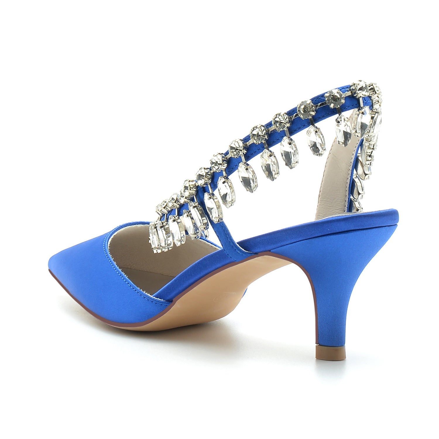 Bridal Shoes for Women in Silk Satin with Imitation Crystal and Mid Pointed Toe