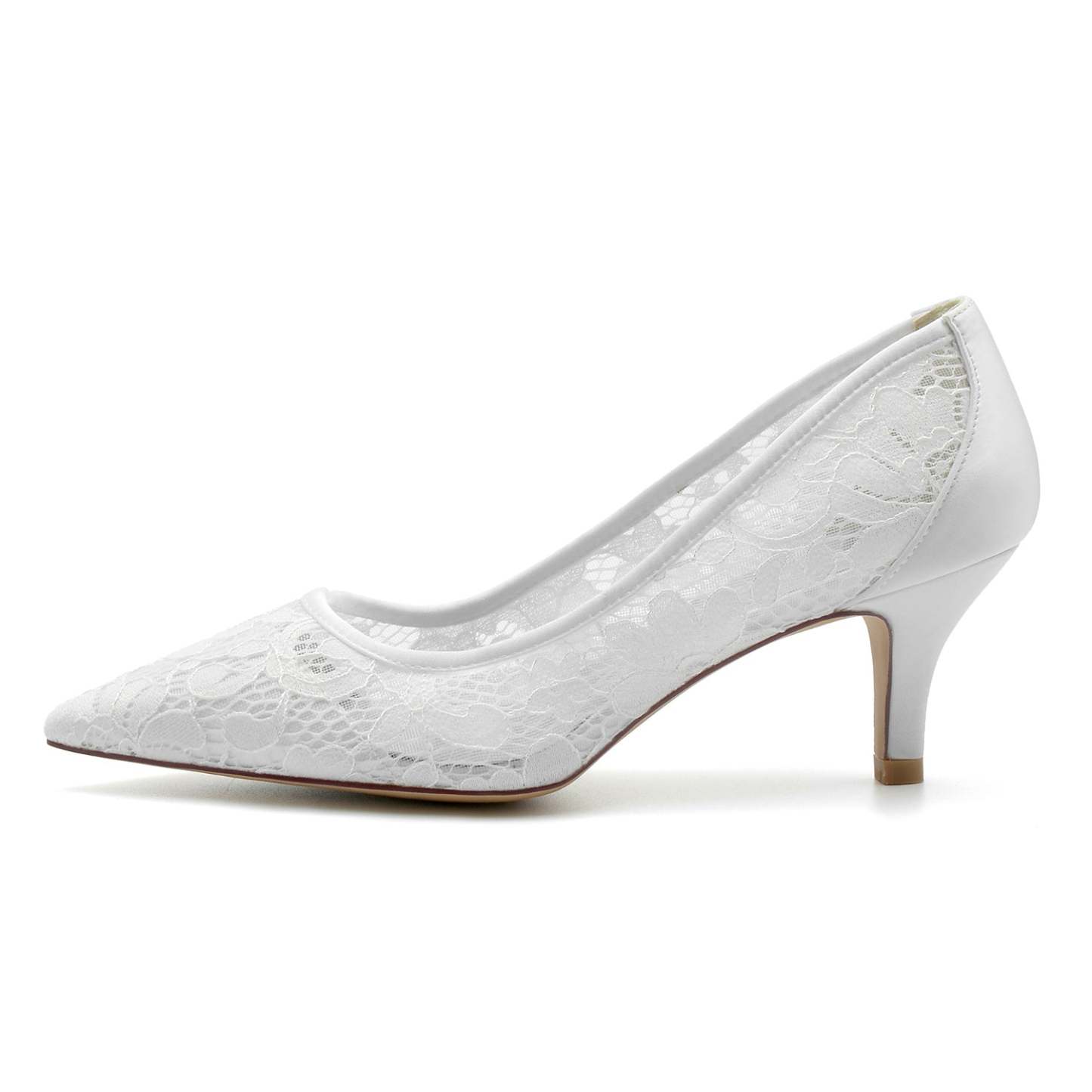 Bridal Shoes for Women with Satin Lace Mesh and Pointed Toe