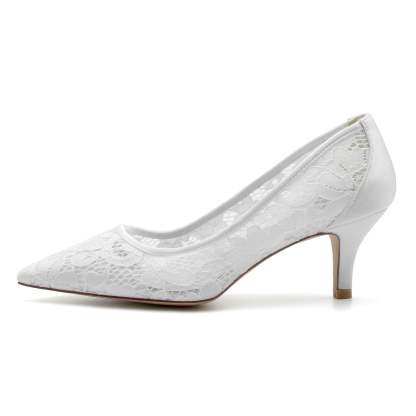 Bridal Shoes for Women with Satin Lace Mesh and Pointed Toe
