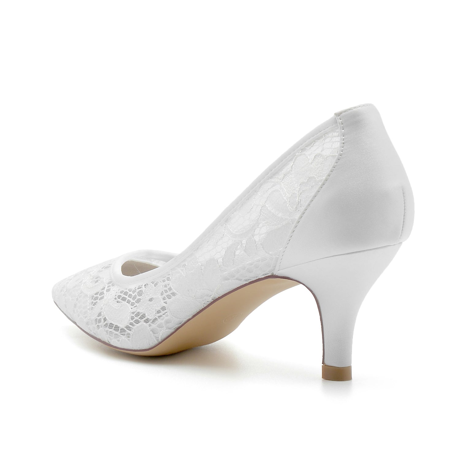 Bridal Shoes for Women with Satin Lace Mesh and Pointed Toe
