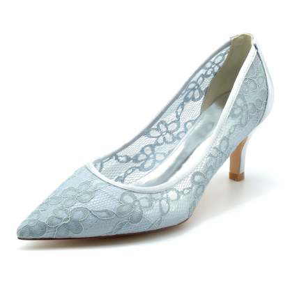 Bridal Shoes for Women with Satin Lace Mesh and Pointed Toe