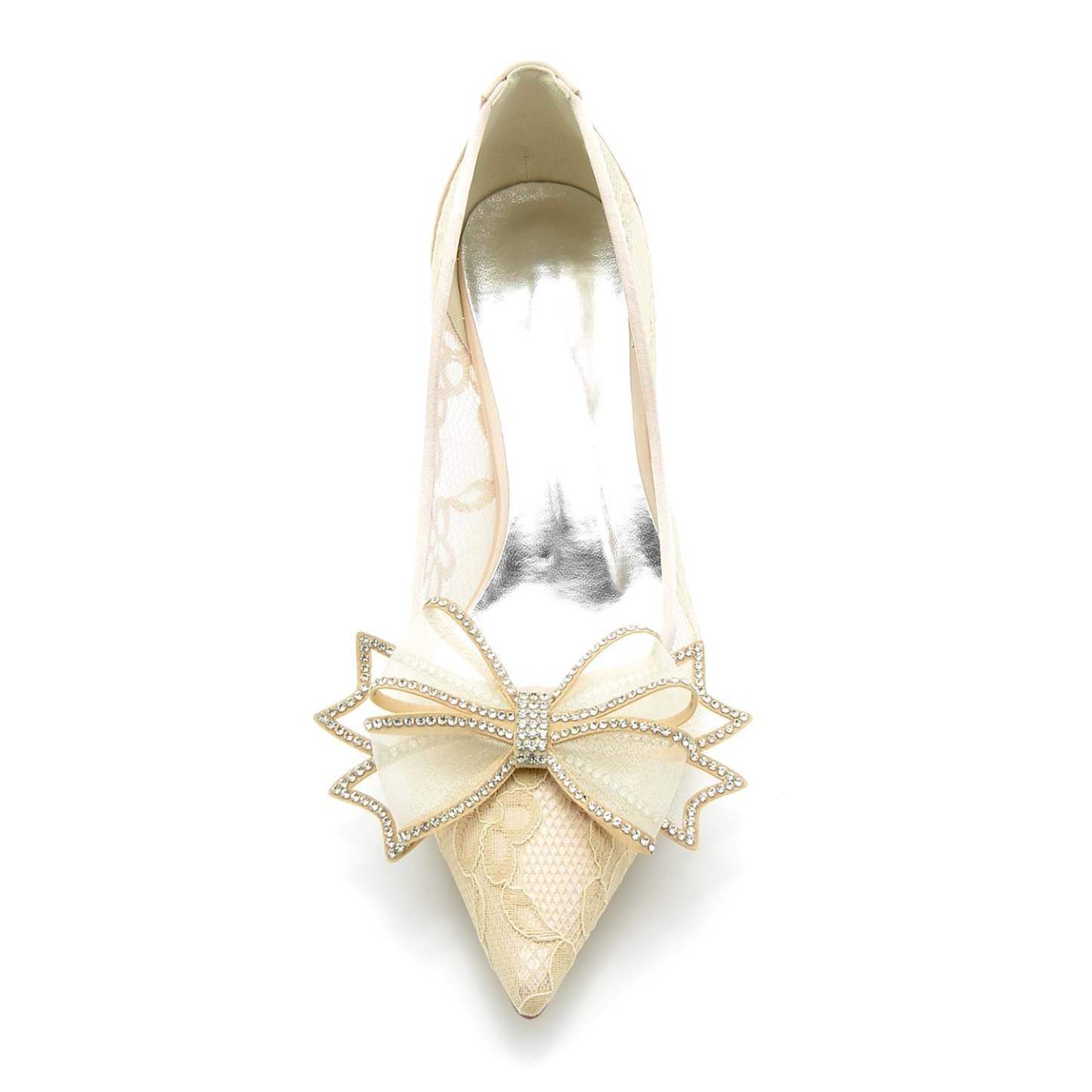 Bridal Shoes for Women with Lace Bow and Pointed Toe