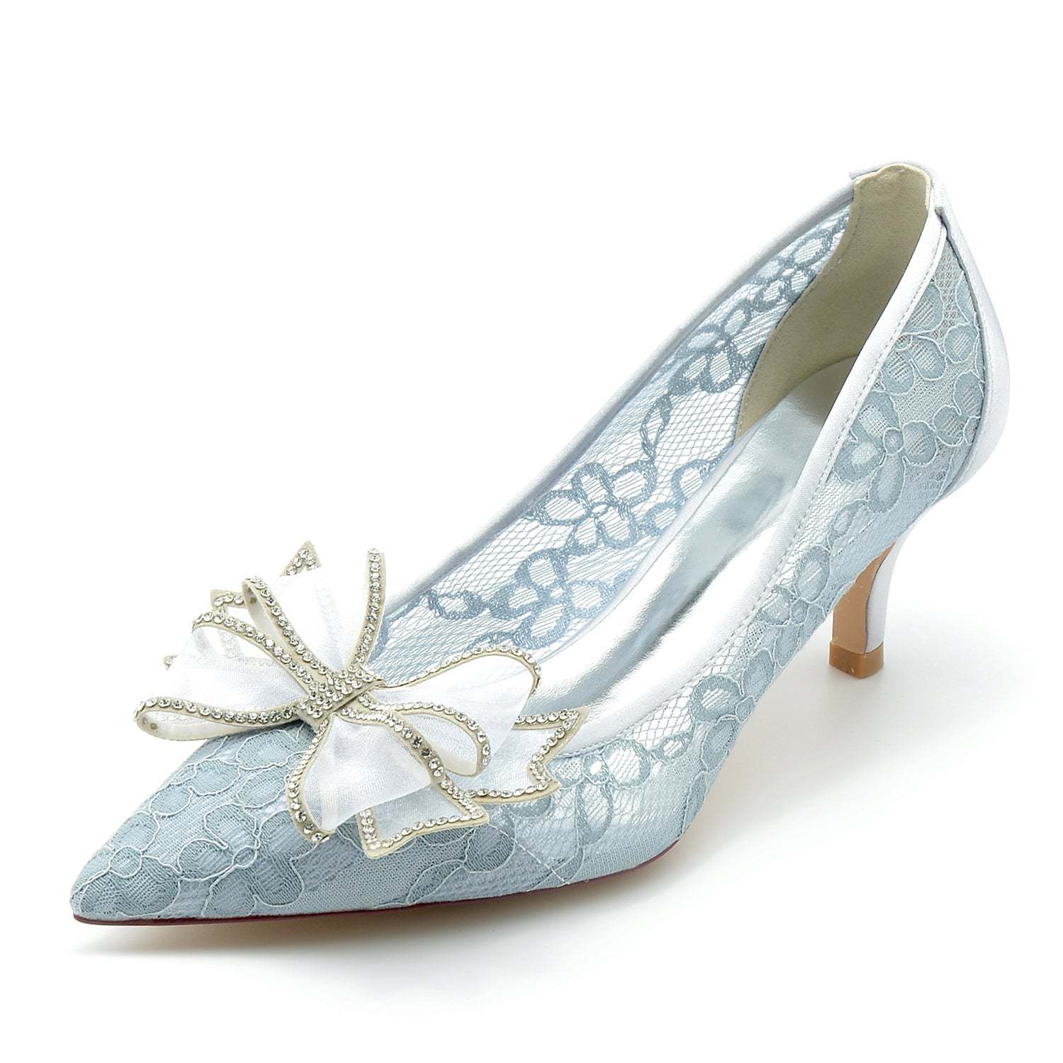Bridal Shoes for Women with Lace Bow and Pointed Toe