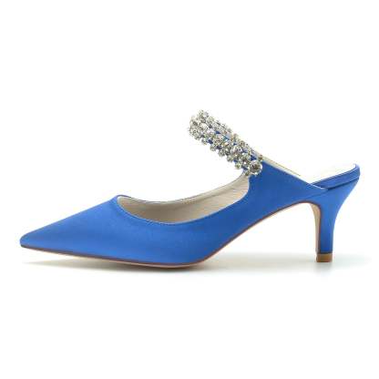Bridal Shoes for Women with Rhinestones Comfortable Mid Heel and Pointed Toe