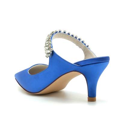 Bridal Shoes for Women with Rhinestones Comfortable Mid Heel and Pointed Toe