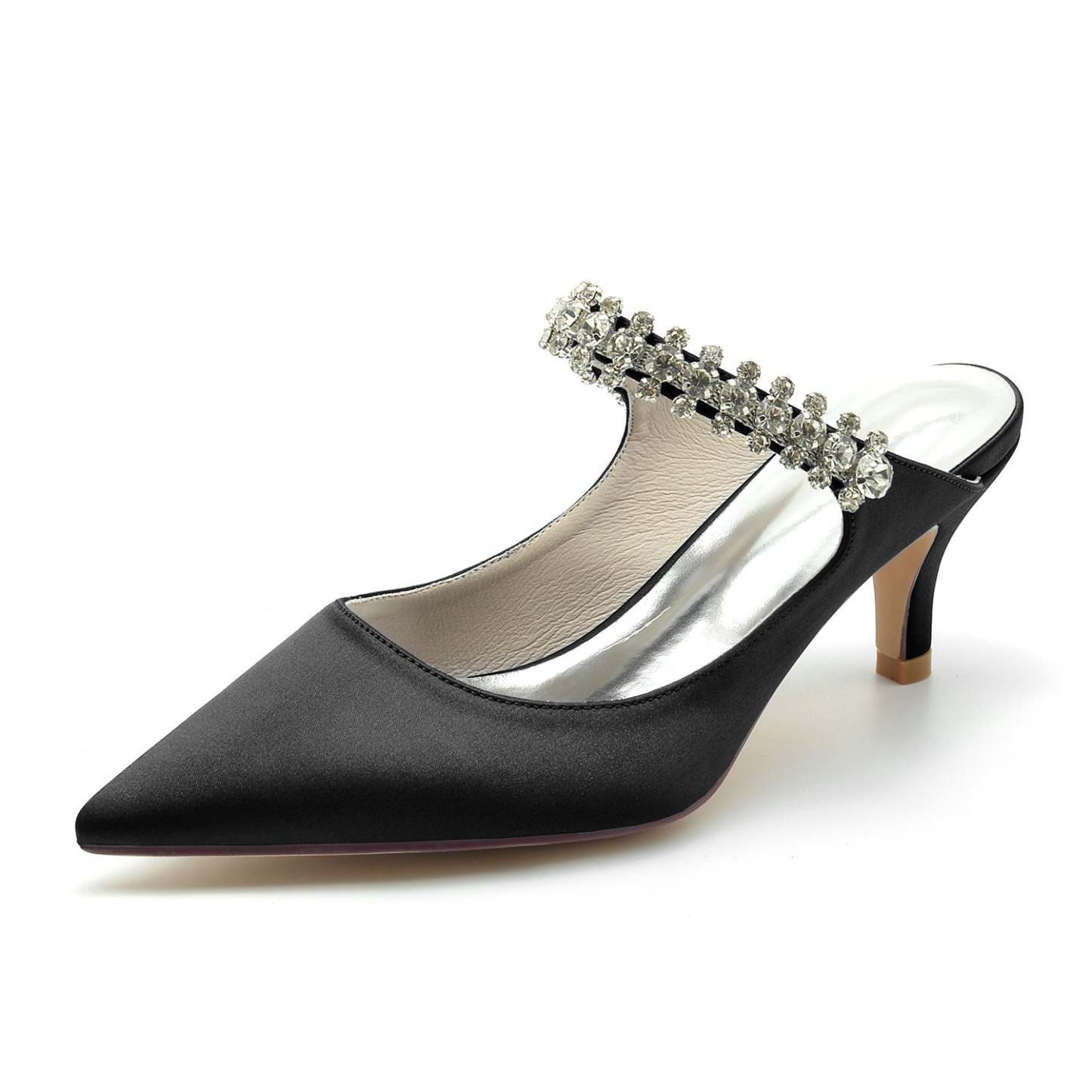 Bridal Shoes for Women with Rhinestones Comfortable Mid Heel and Pointed Toe