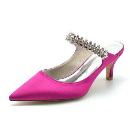 Bridal Shoes for Women with Rhinestones Comfortable Mid Heel and Pointed Toe