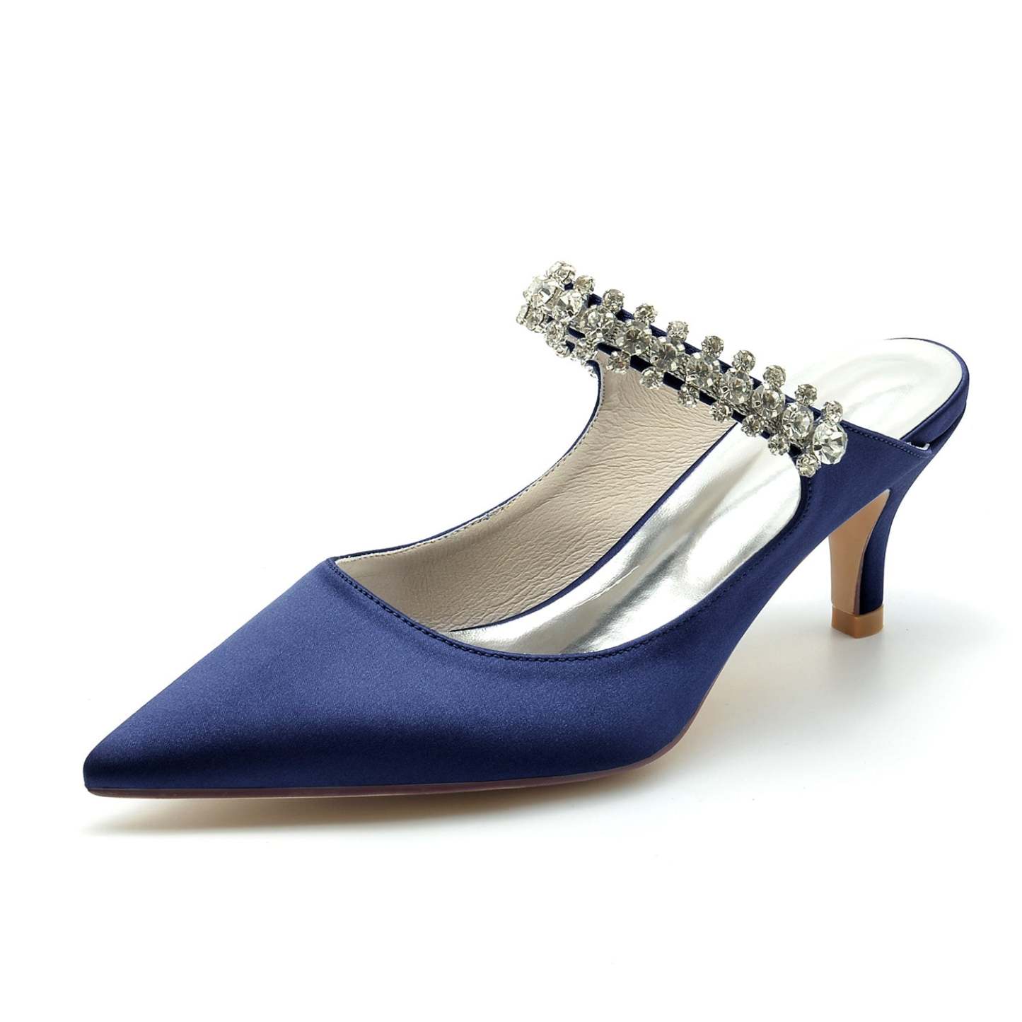 Bridal Shoes for Women with Rhinestones Comfortable Mid Heel and Pointed Toe