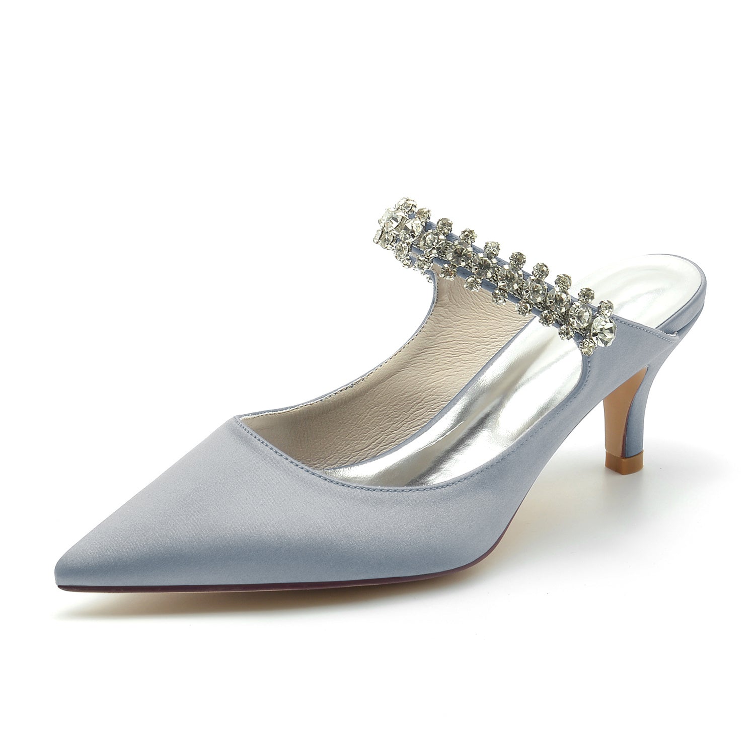 Bridal Shoes for Women with Rhinestones Comfortable Mid Heel and Pointed Toe