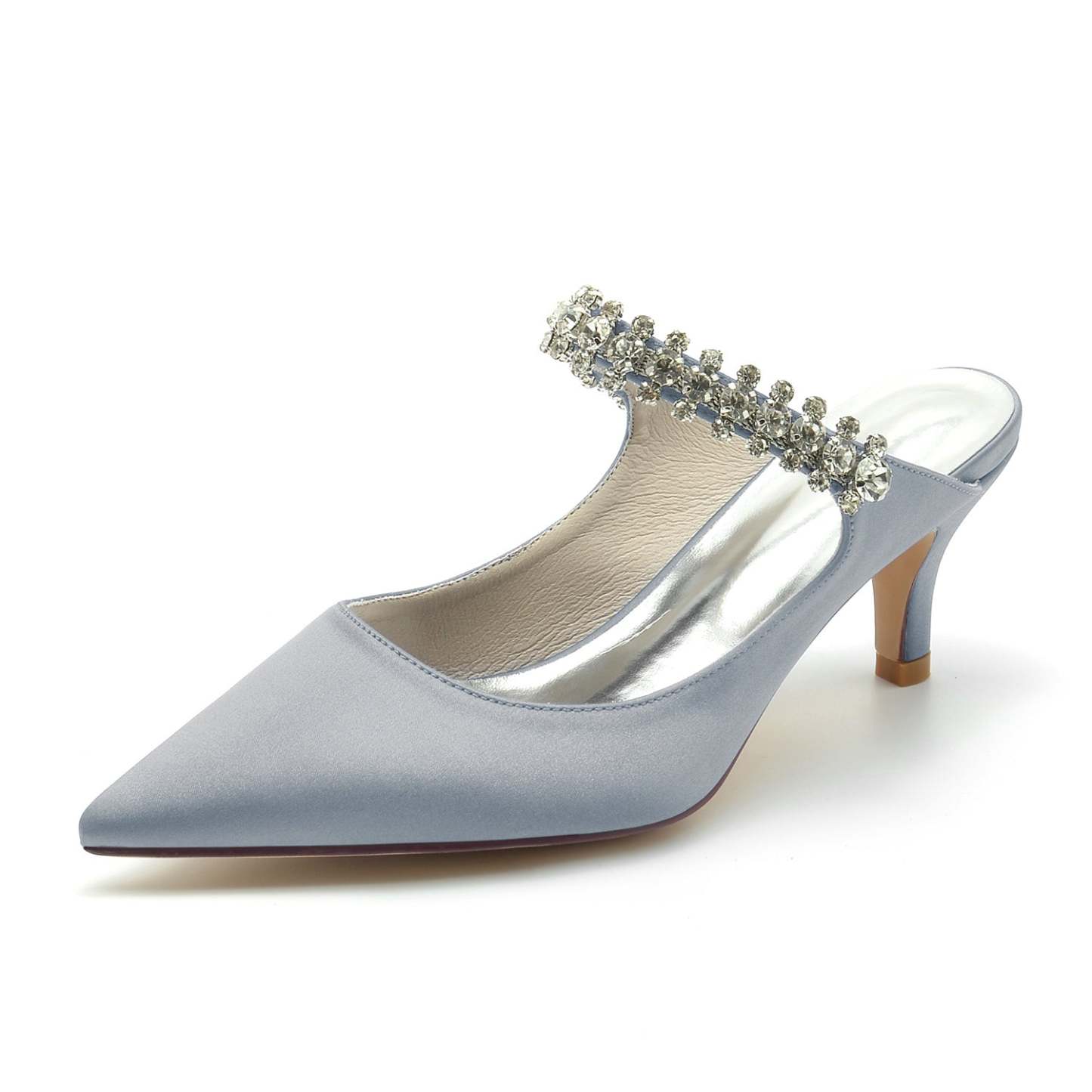 Bridal Shoes for Women with Rhinestones Comfortable Mid Heel and Pointed Toe