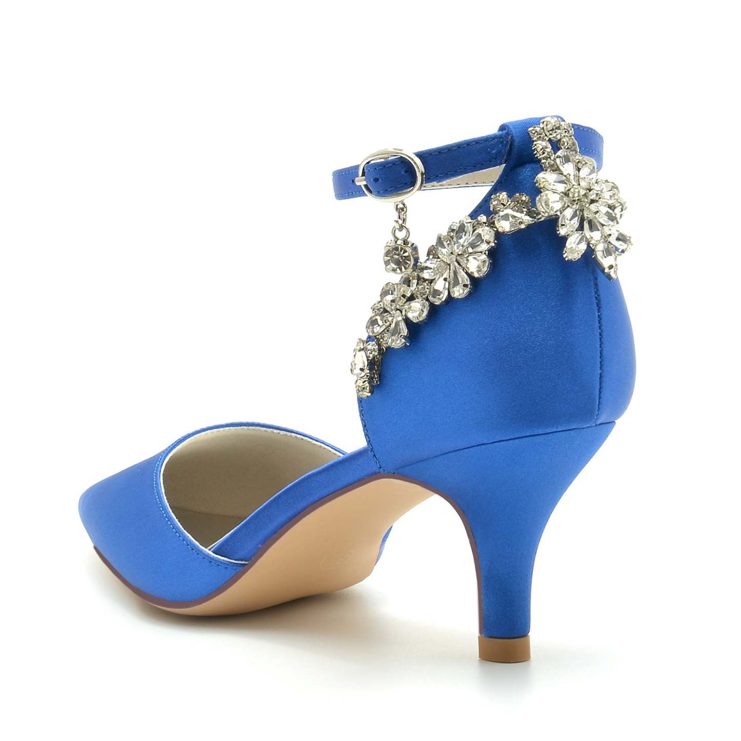 Bridal Shoes for Women with Rhinestone Buckle and Pointed Mid Toe