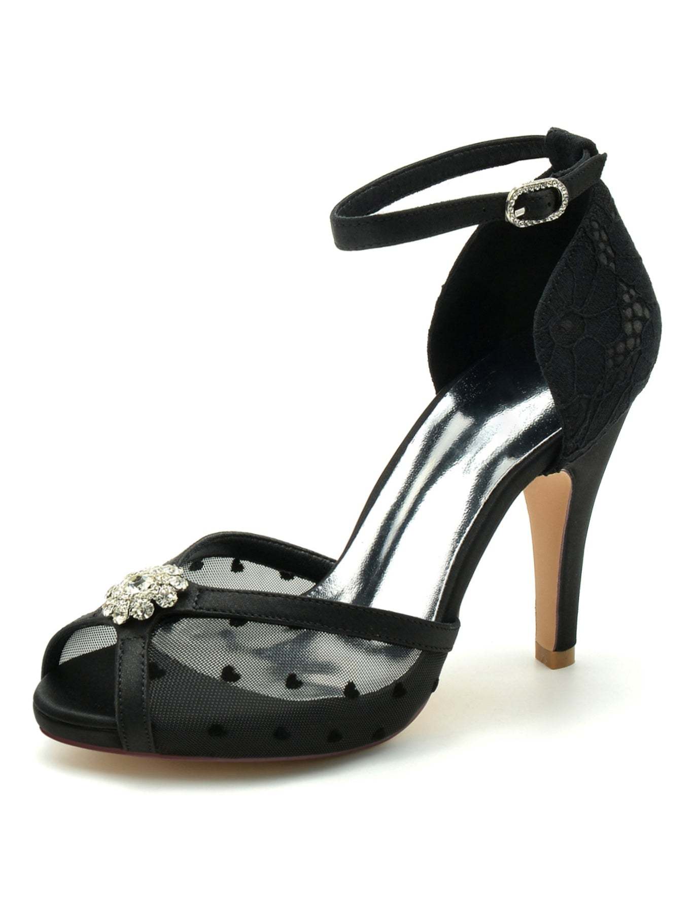 Bridesmaid Shoes for Women: Open-Toe Rhinestone High Heels