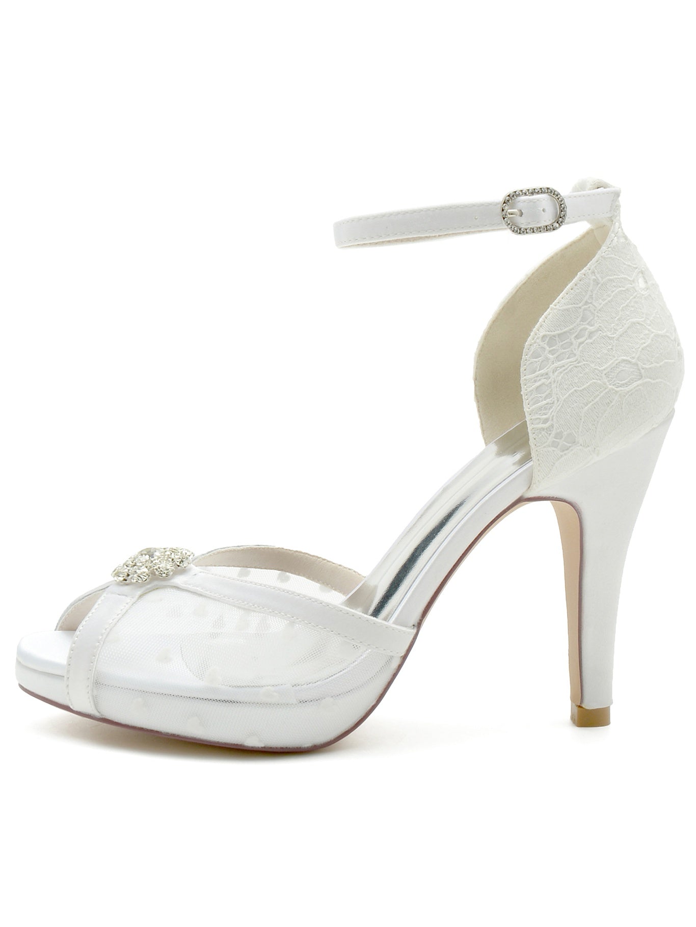 Bridesmaid Shoes for Women: Open-Toe Rhinestone High Heels