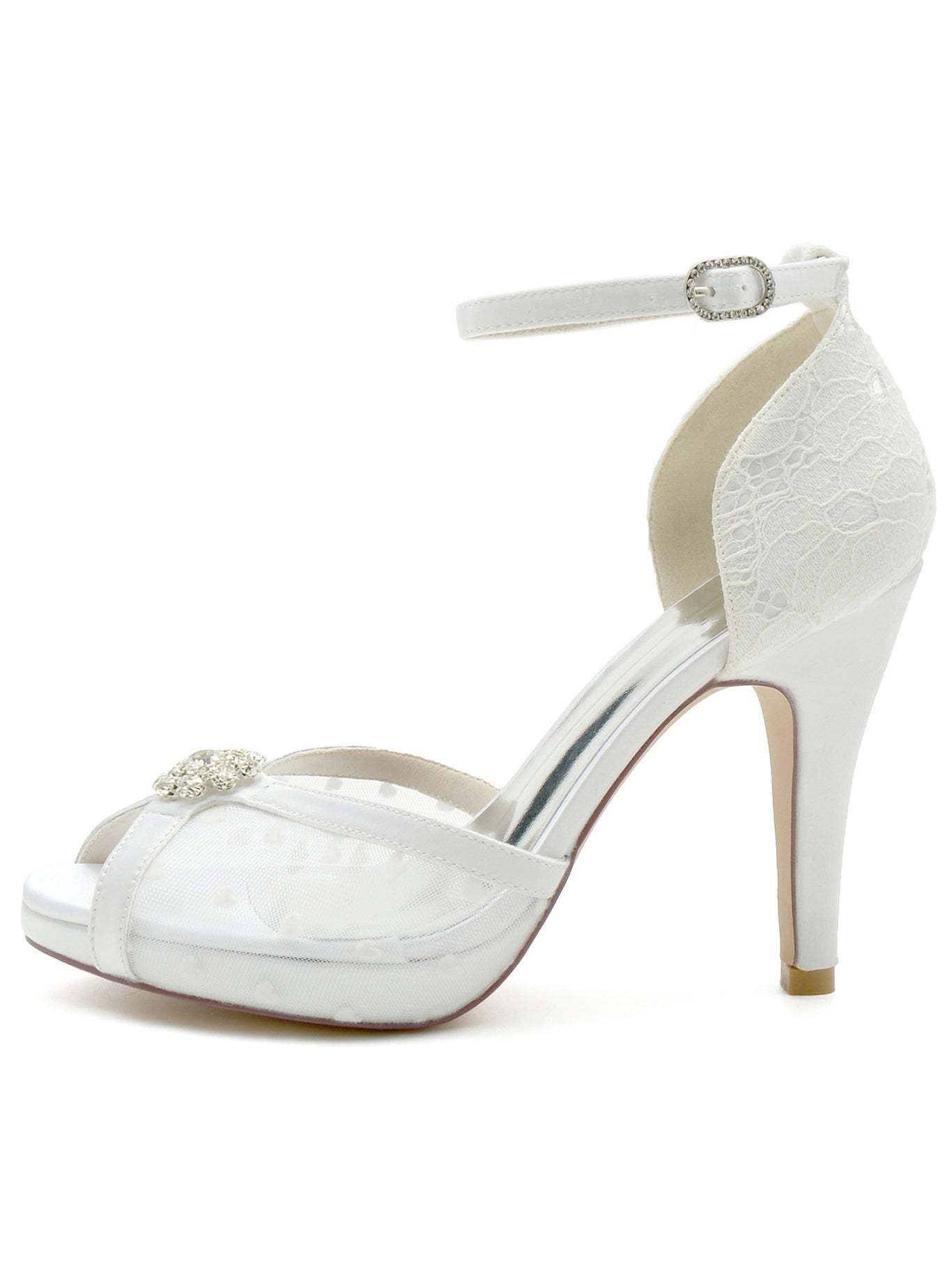 Bridesmaid Shoes for Women: Open-Toe Rhinestone High Heels