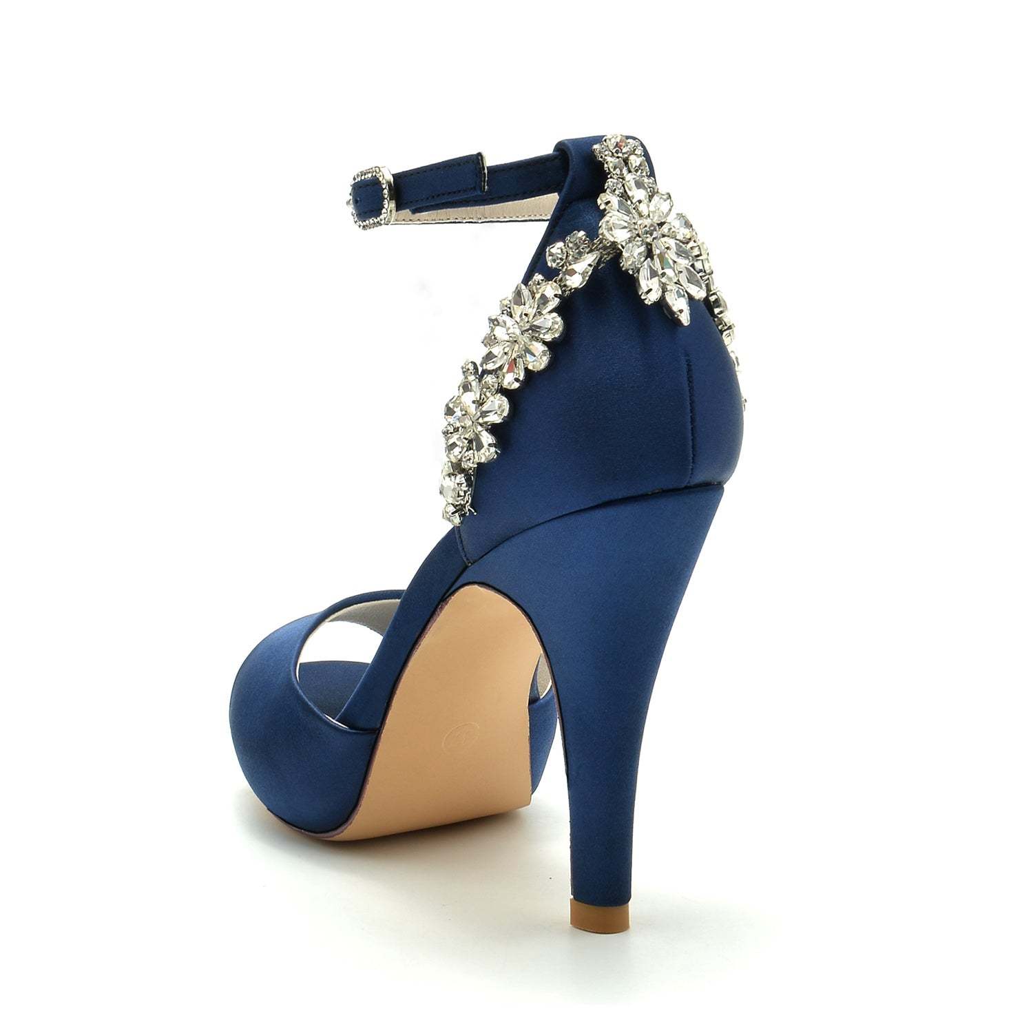Bridal Peep Toe High Heels with Rhinestones for Women