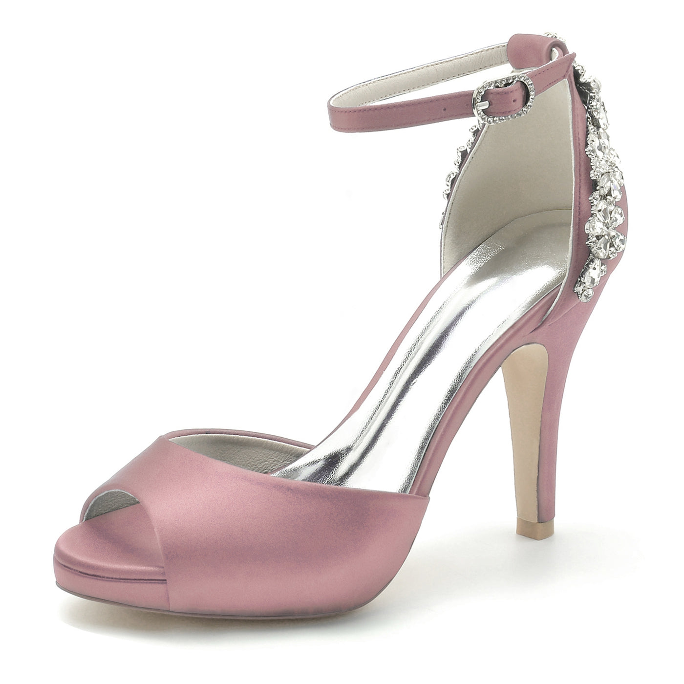 Bridal Peep Toe High Heels with Rhinestones for Women