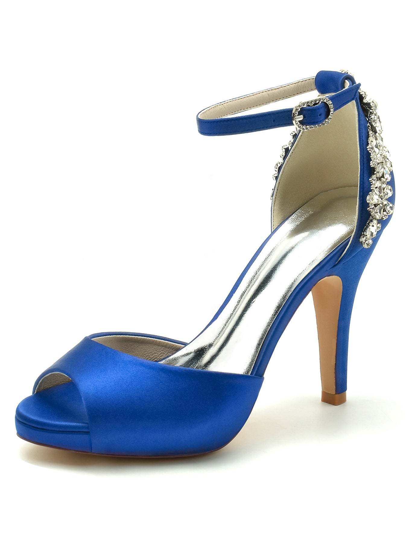Bridal Stiletto Heel Open Toe Wedding Shoes with Rhinestones for Women