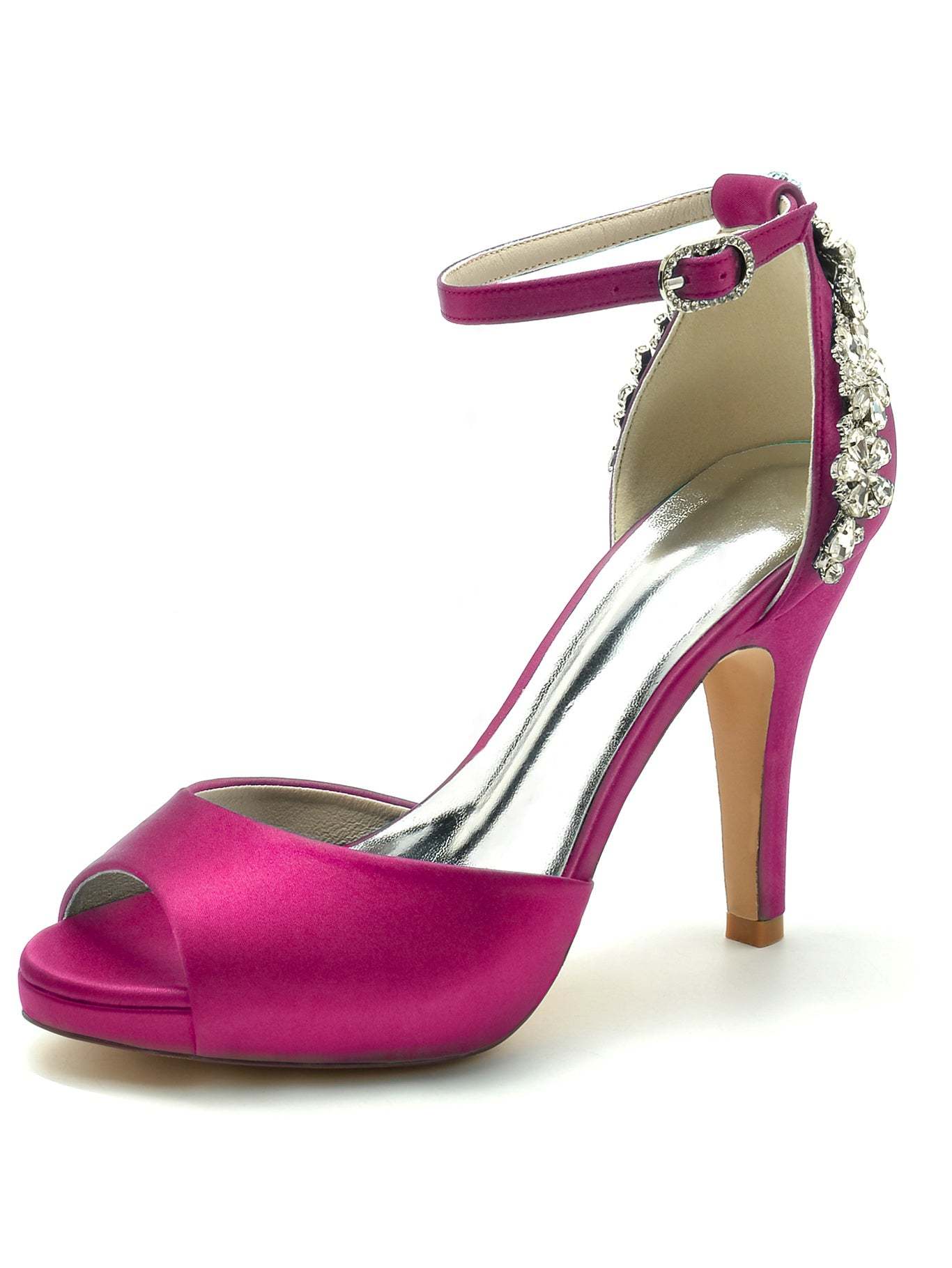 Bridal Stiletto Heel Open Toe Wedding Shoes with Rhinestones for Women