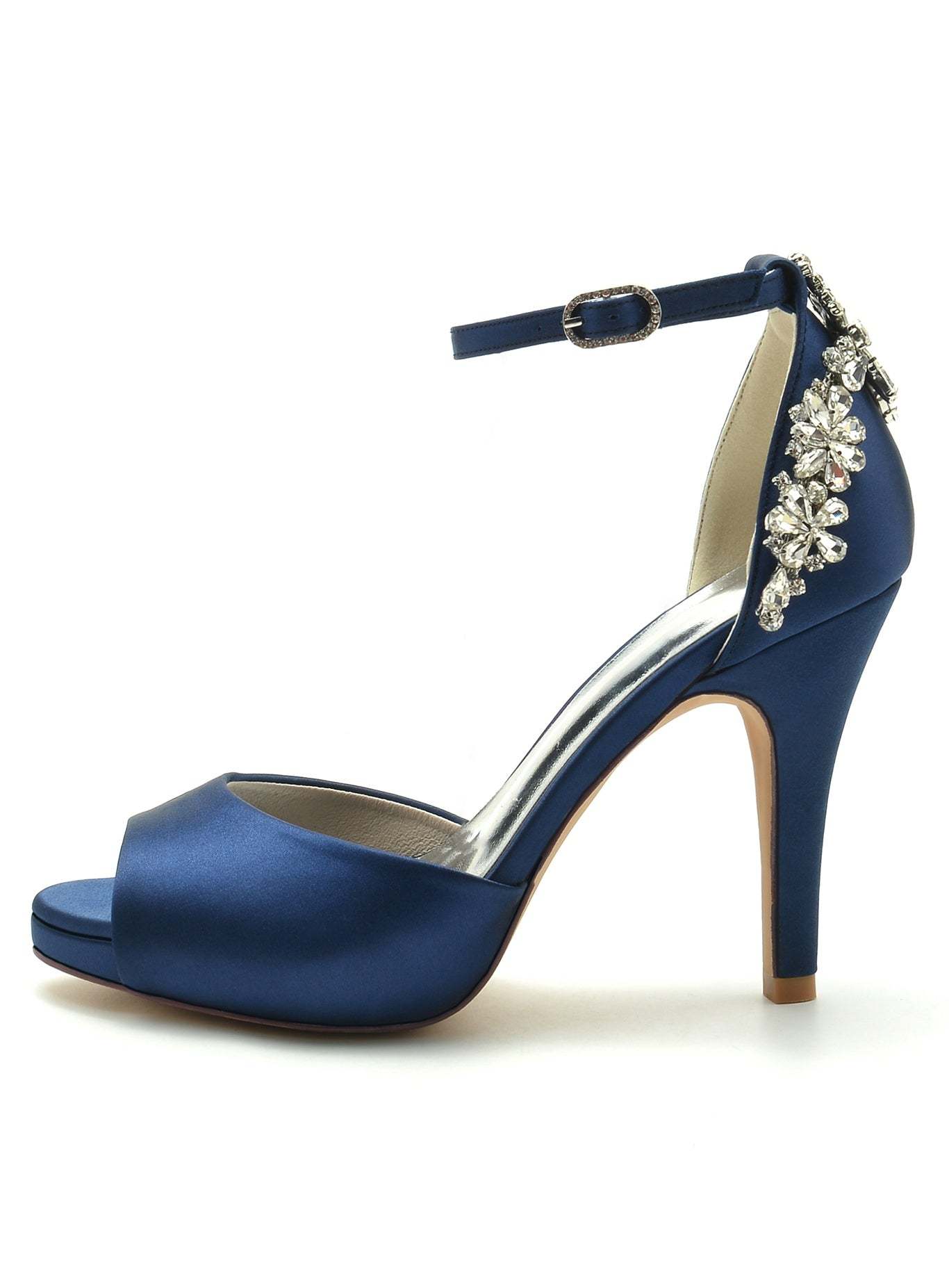 Bridal Stiletto Heel Open Toe Wedding Shoes with Rhinestones for Women