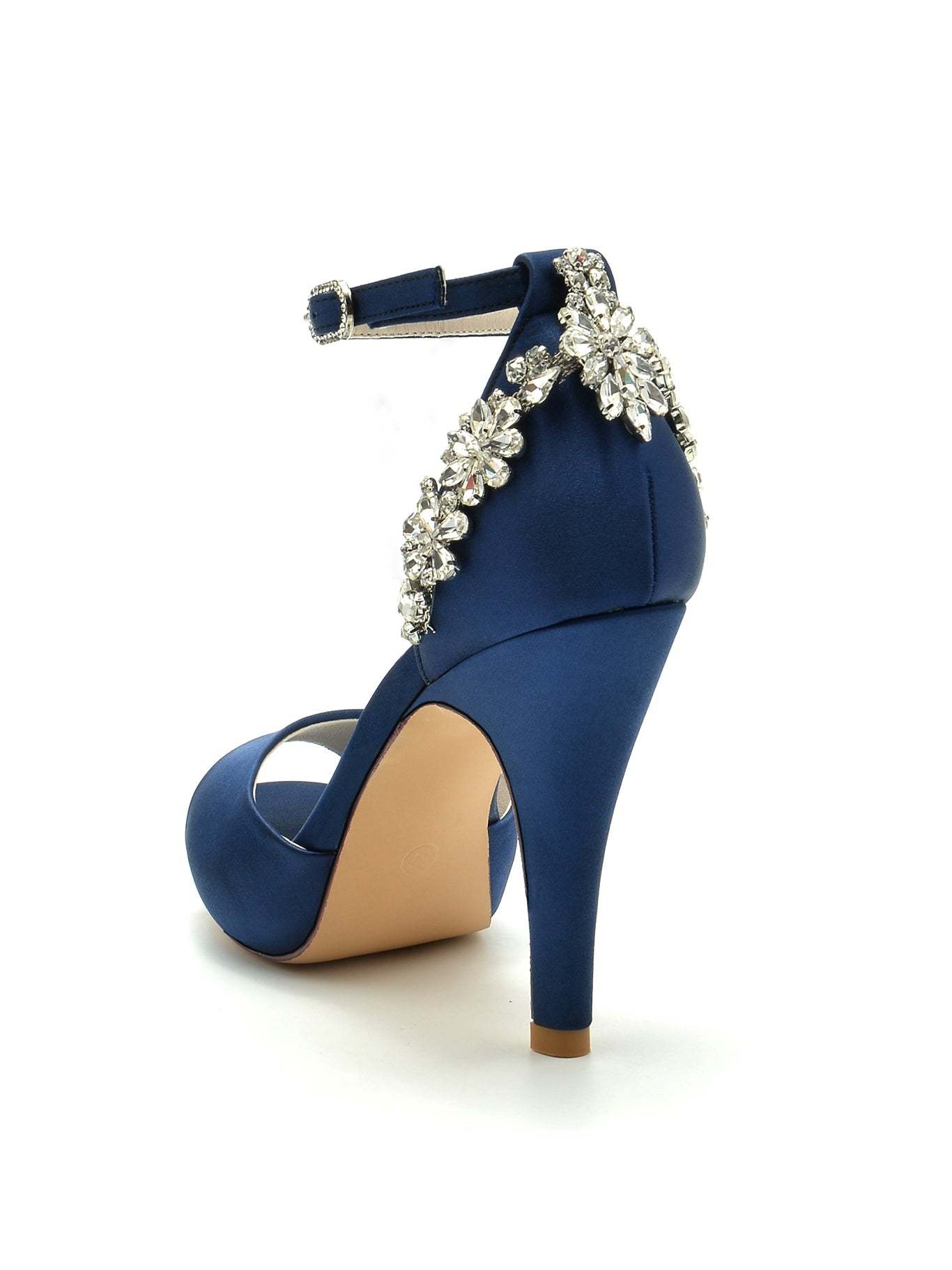 Bridal Stiletto Heel Open Toe Wedding Shoes with Rhinestones for Women