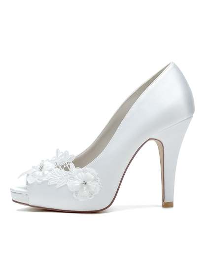 Bridal High Heel Lace Open Toe Shoes for Women