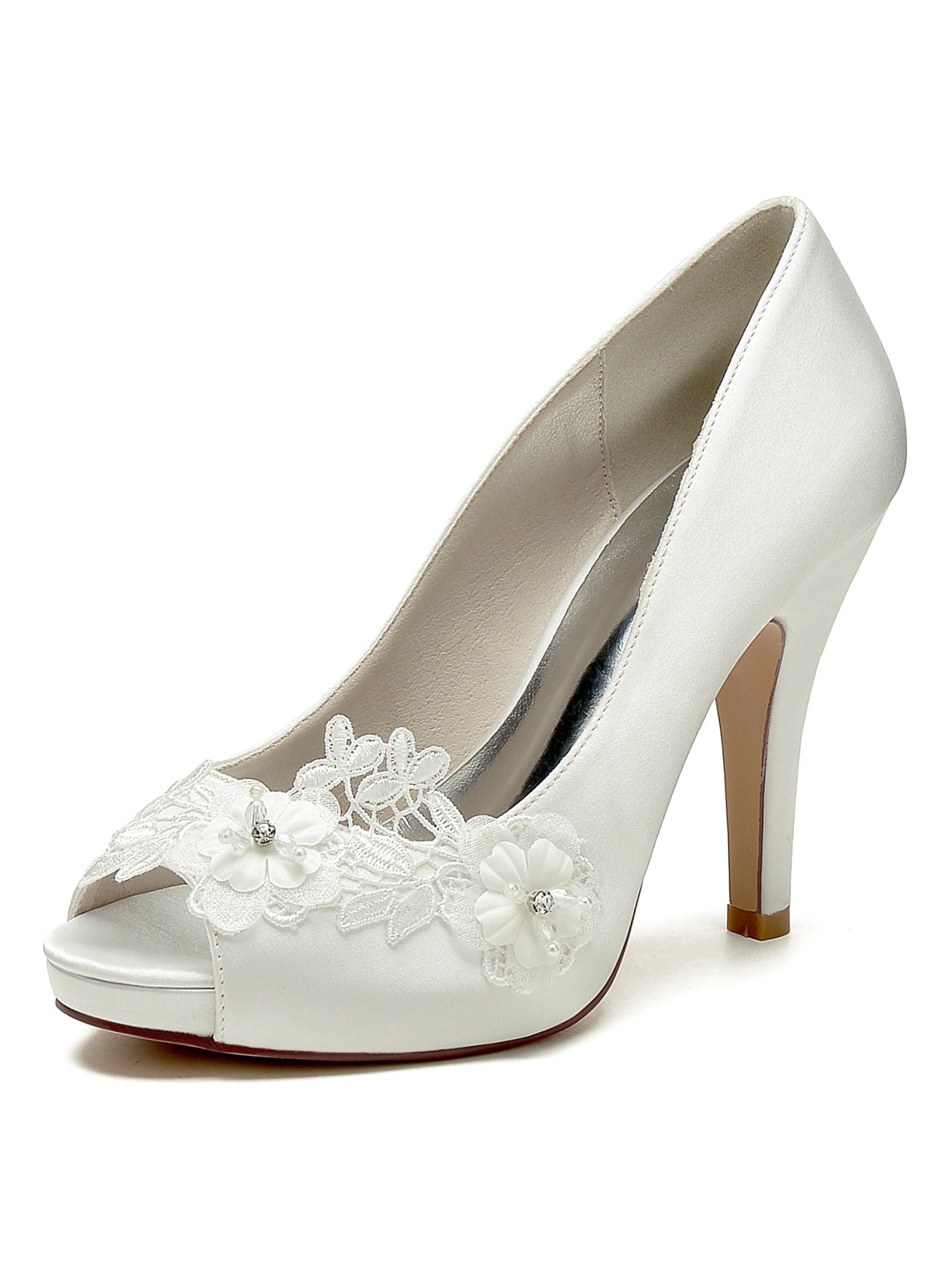 Bridal High Heel Lace Open Toe Shoes for Women