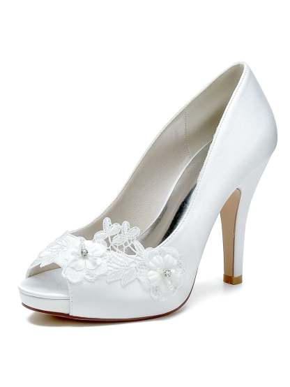Bridal High Heel Lace Open Toe Shoes for Women