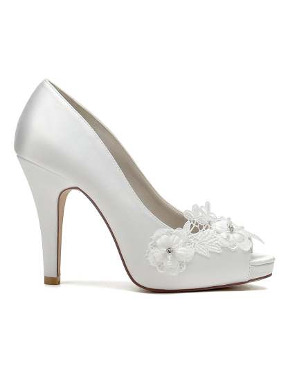 Bridal High Heel Lace Open Toe Shoes for Women