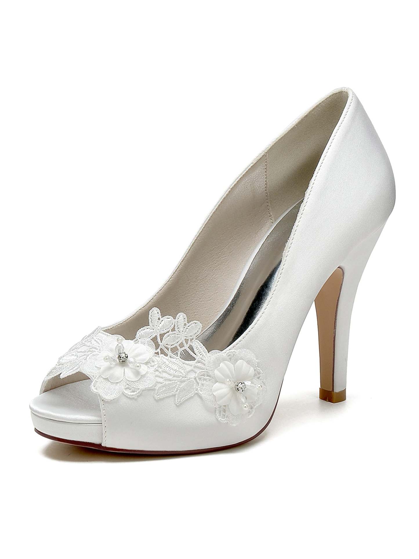 Bridal High Heel Lace Open Toe Shoes for Women