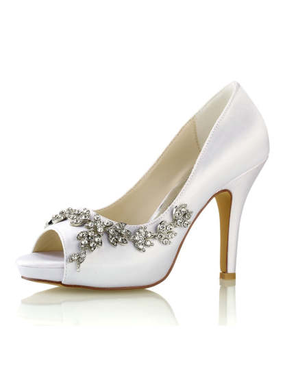 Bridal High Heel Open Toe Shoes with Rhinestones for Women