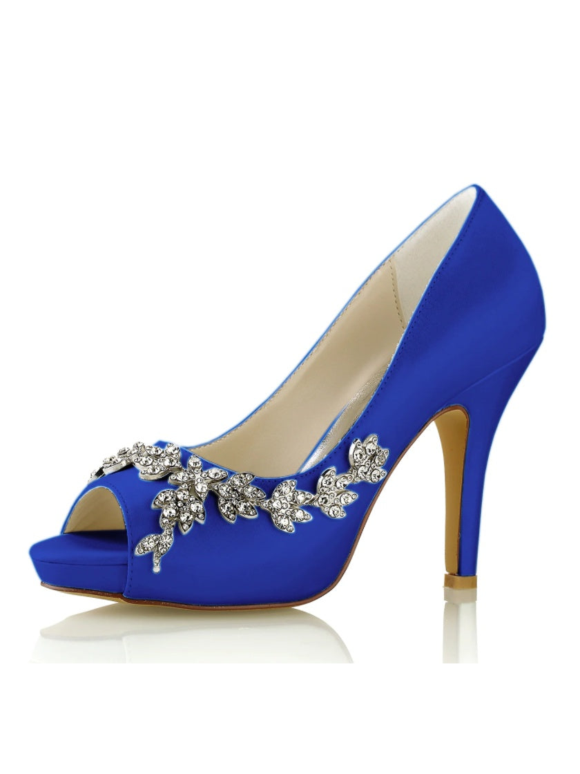 Bridal High Heel Open Toe Shoes with Rhinestones for Women