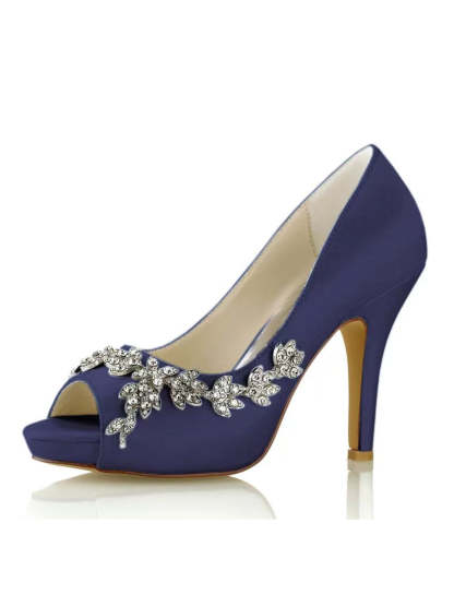Bridal High Heel Open Toe Shoes with Rhinestones for Women