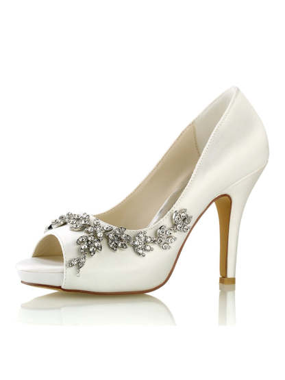 Bridal High Heel Open Toe Shoes with Rhinestones for Women