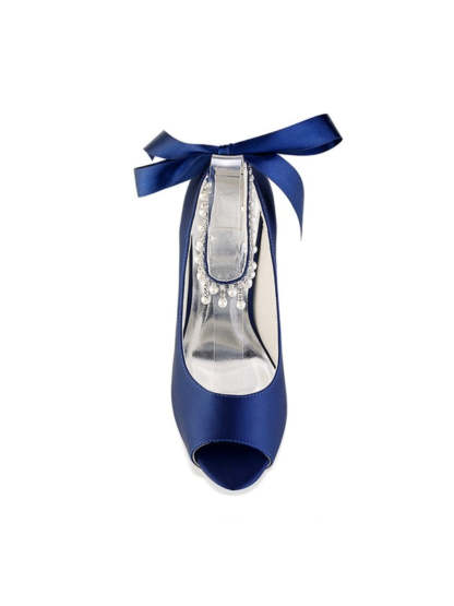 Bridal High Heel Open Toe Wedding Shoes with Rhinestones for Women