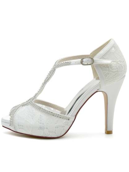 Bridesmaid's Rhinestone High Heel Open Toe Wedding Shoes for Women