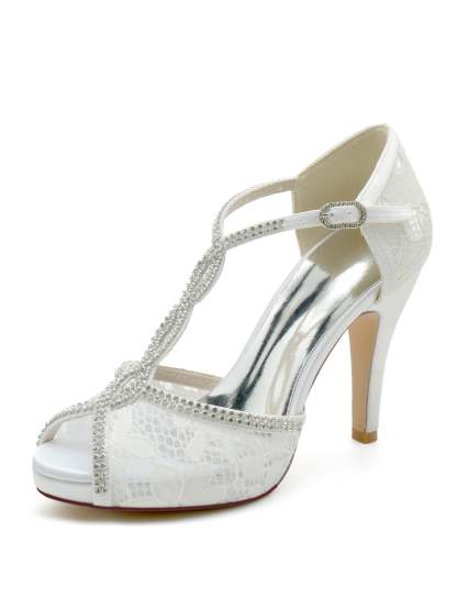 Bridesmaid's Rhinestone High Heel Open Toe Wedding Shoes for Women