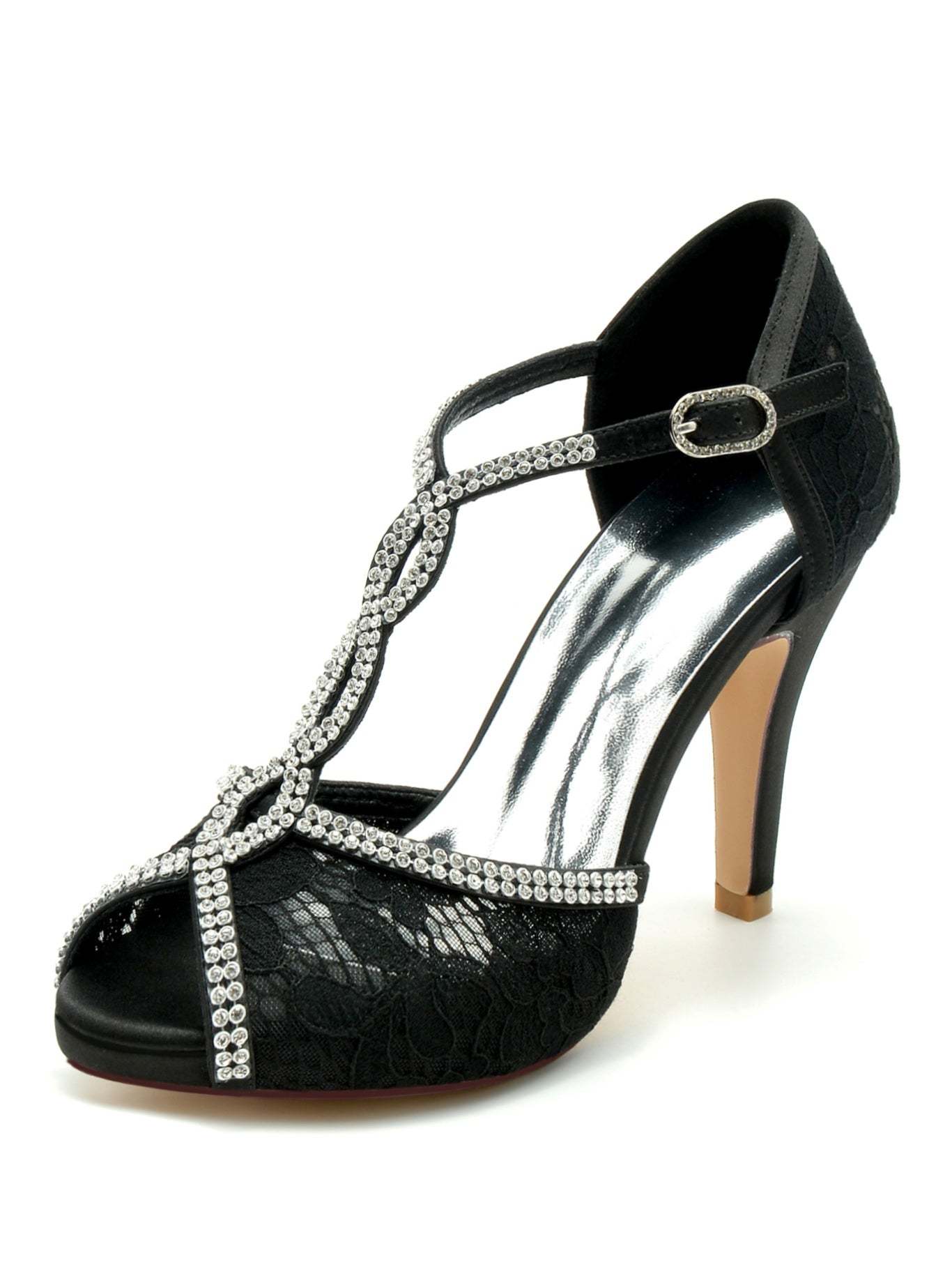 Bridesmaid's Rhinestone High Heel Open Toe Wedding Shoes for Women