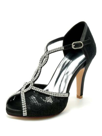 Bridesmaid's Rhinestone High Heel Open Toe Wedding Shoes for Women