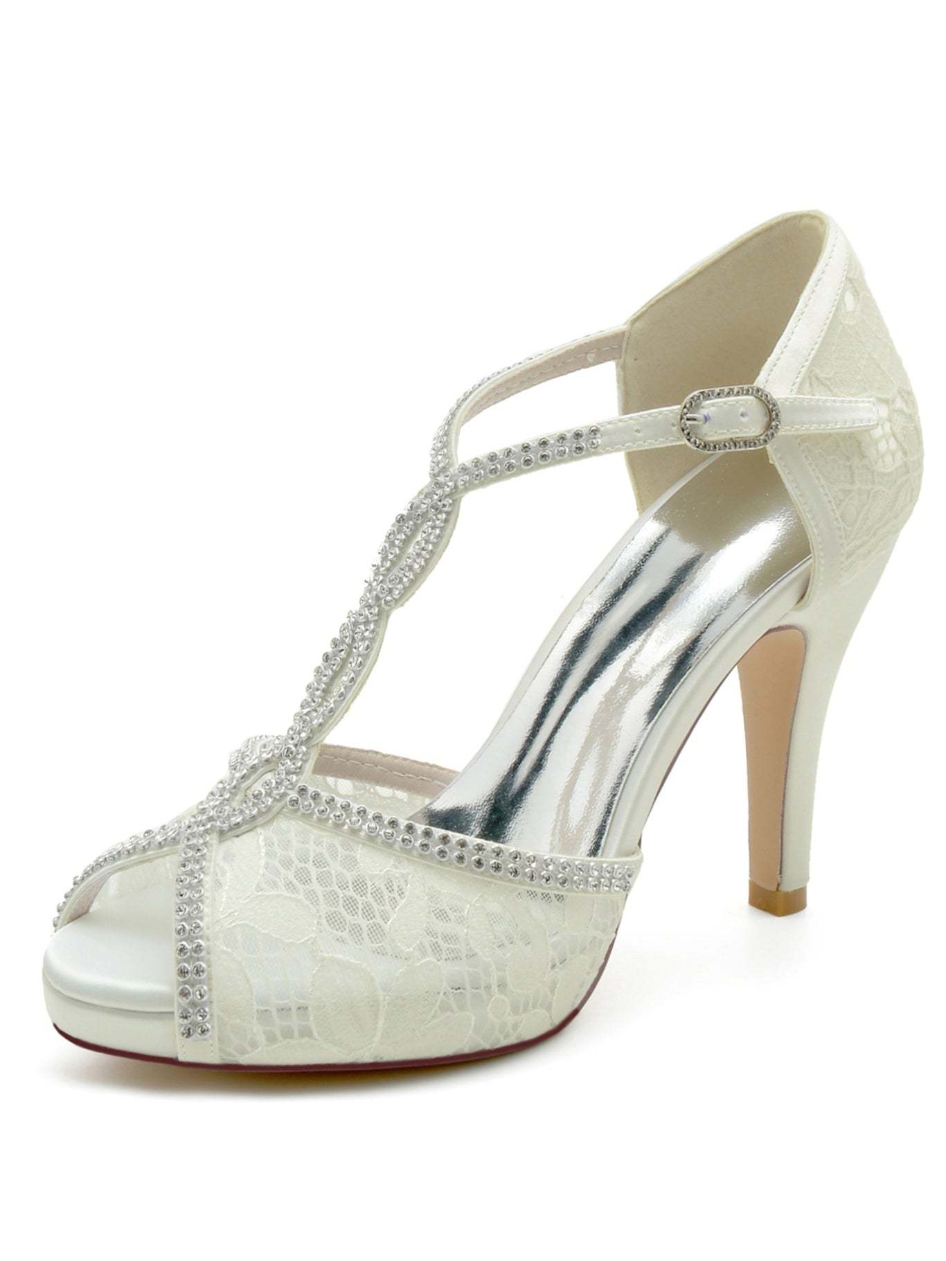 Bridesmaid's Rhinestone High Heel Open Toe Wedding Shoes for Women