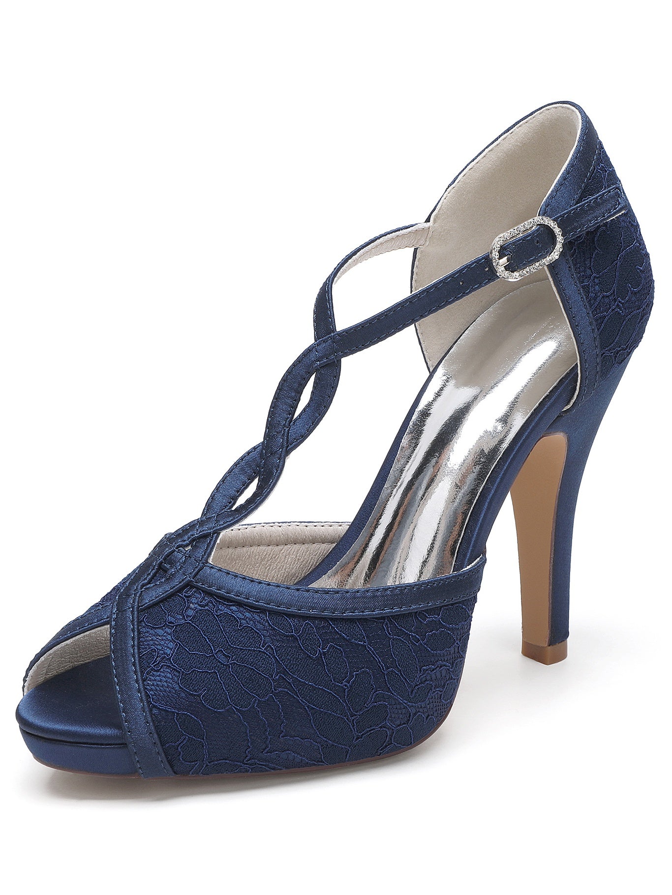 Bridesmaid's Rhinestone High Heel Open Toe Wedding Shoes for Women