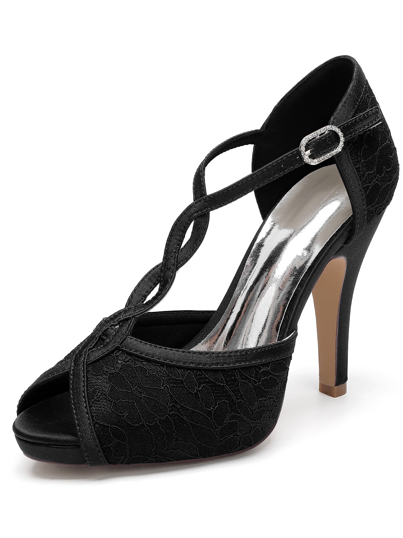 Bridesmaid's Rhinestone High Heel Open Toe Wedding Shoes for Women